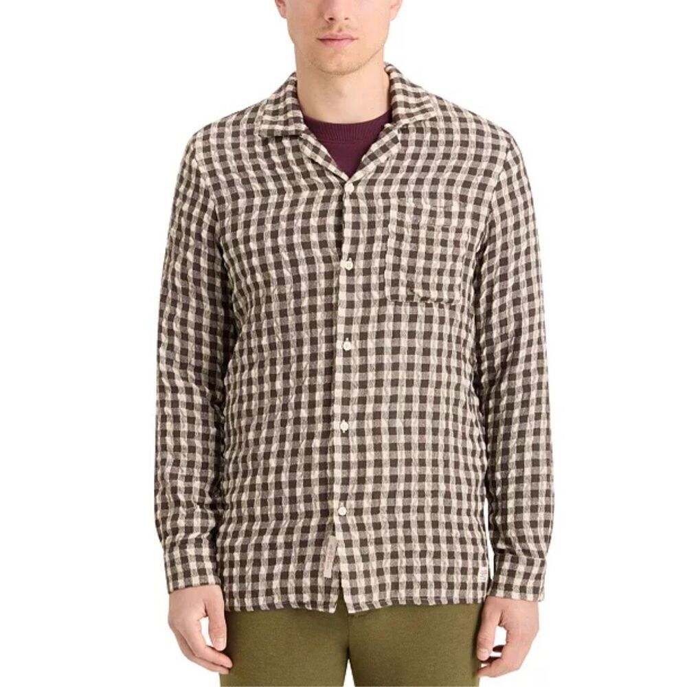 Scotch & Soda Nwt Relaxed Fit Seersucker Wool Blend Long Sleeve Button-Front Che